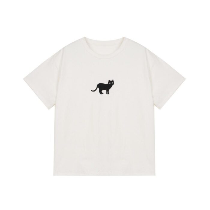 Women’s Black Cat Loose Fit Tee - Image 4