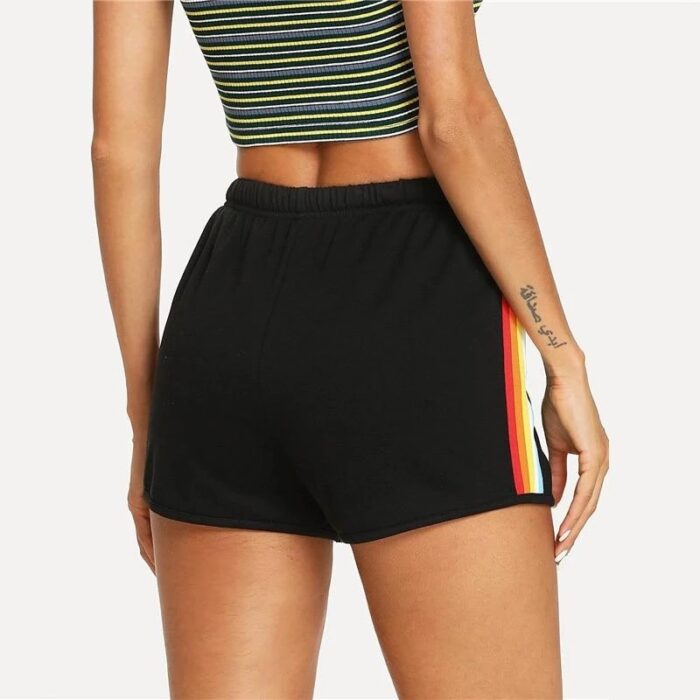 Rainbow Striped Elastic Waist Shorts - Image 4