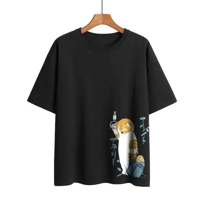 Creative Cat Graphic Tee – Casual Cotton Streetwear for Men - Image 5