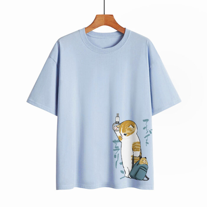 Creative Cat Graphic Tee – Casual Cotton Streetwear for Men - Image 9