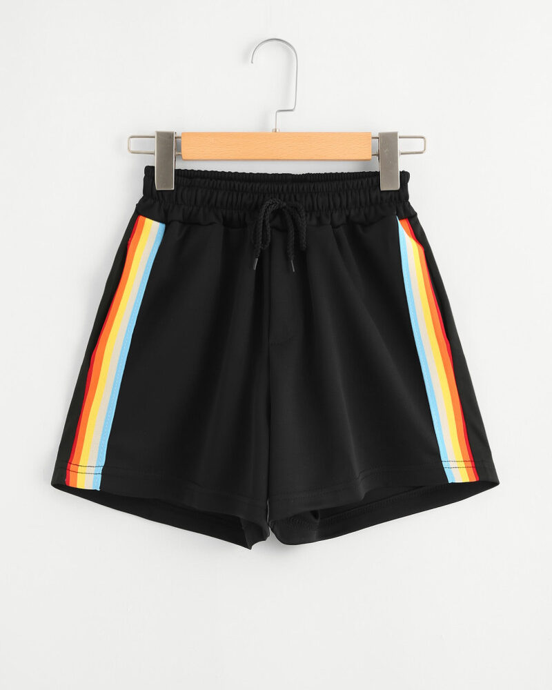 Rainbow Striped Elastic Waist Shorts