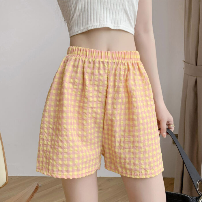 Plaid Cotton-Blend Summer Shorts - Image 2