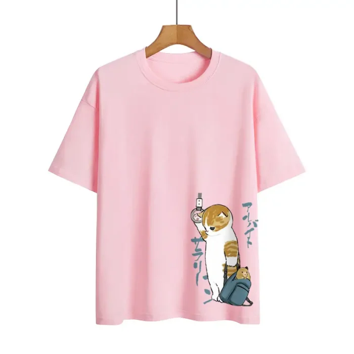 Creative Cat Graphic Tee – Casual Cotton Streetwear for Men - Image 8