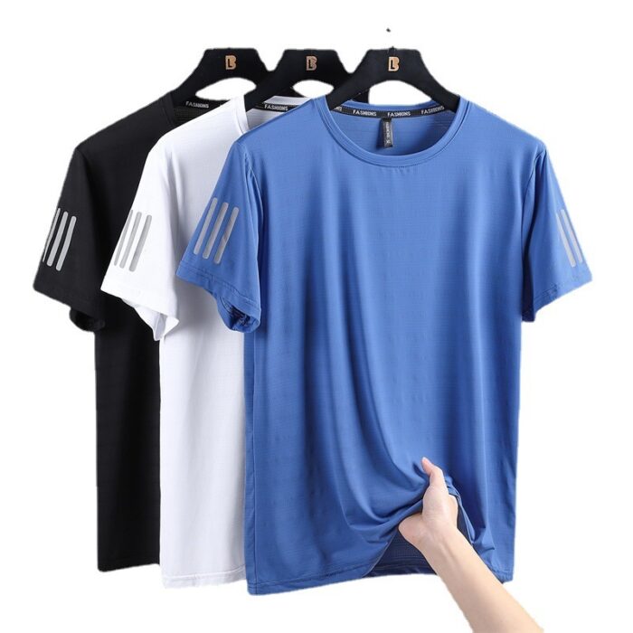 Ice Silk Quick-Dry Tee – Men’s Large Size Summer Shirt - Image 9