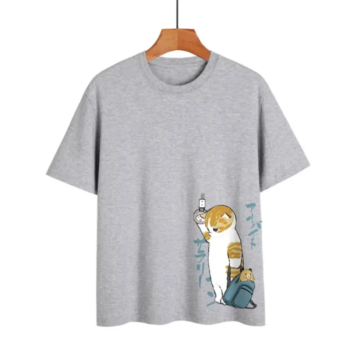 Creative Cat Graphic Tee – Casual Cotton Streetwear for Men - Image 7