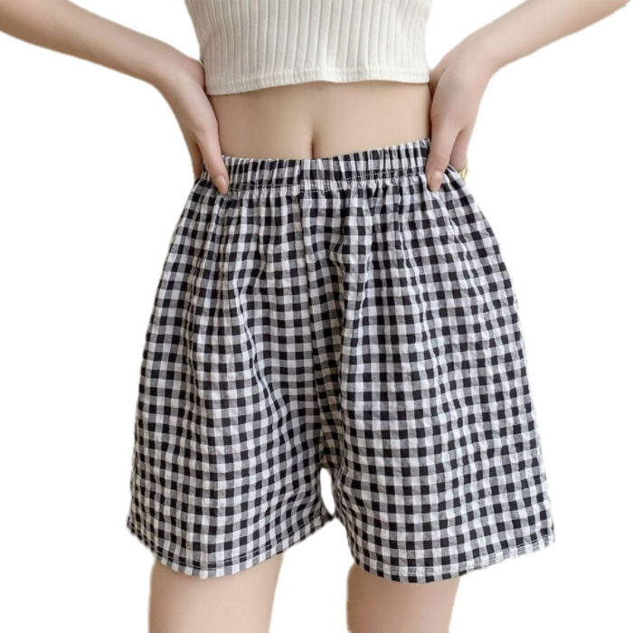 Plaid Cotton-Blend Summer Shorts - Image 3